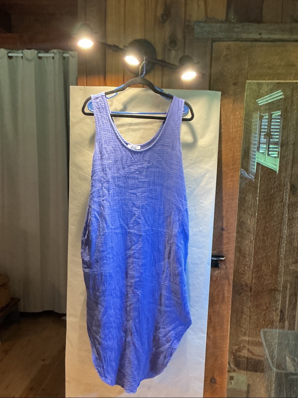 Sleeveless Midi Scoop-Neck Dress in Periwinkle Blue